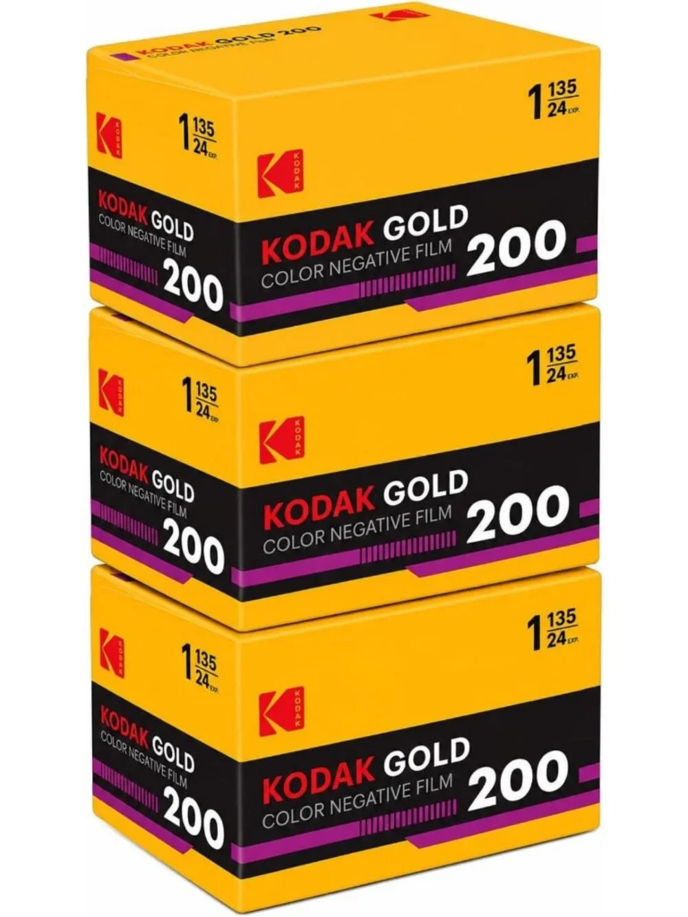 35mm Film Roll - Kodak Gold 200, 24 Exposures, 3 Rolls + Durable Storage Case